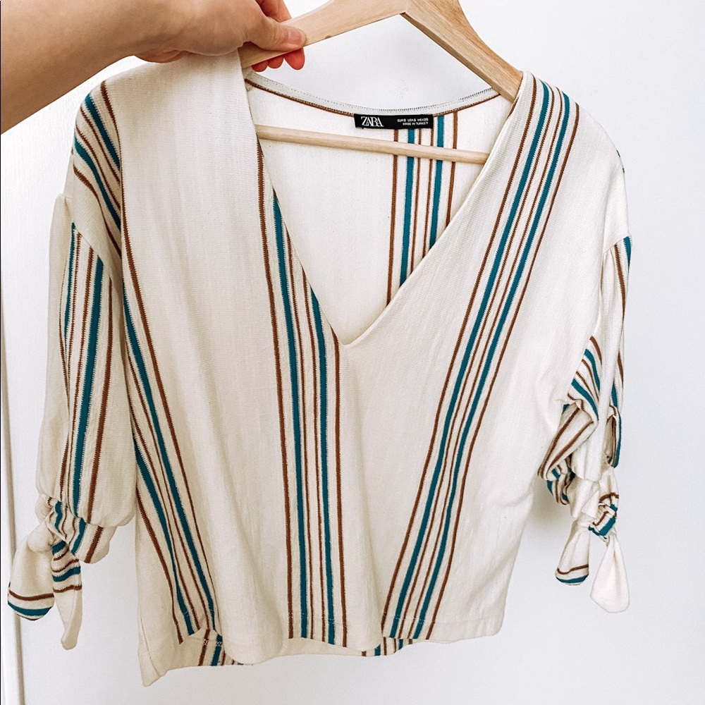 Zara Striped Boho Cropped Top